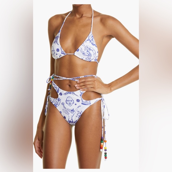 HOUSE OF AAMA Tattoo Bikini with Vintage Beads, Size 6, $390 - Picture 14 of 17